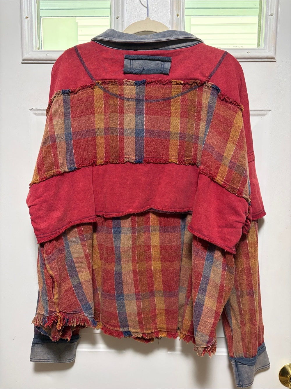 Oli & Hali Red and Blue Plaid Pullover with Chambray Trim - Picture 5 of 8